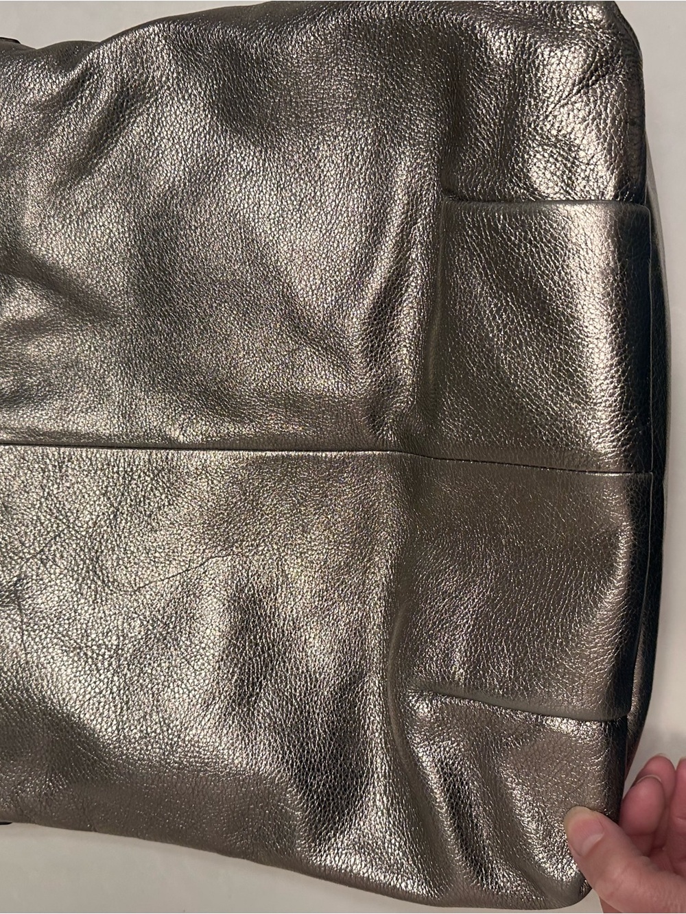Coach Madison Metallic Pewter Pebbled Leather Crossbody - Picture 7 of 16